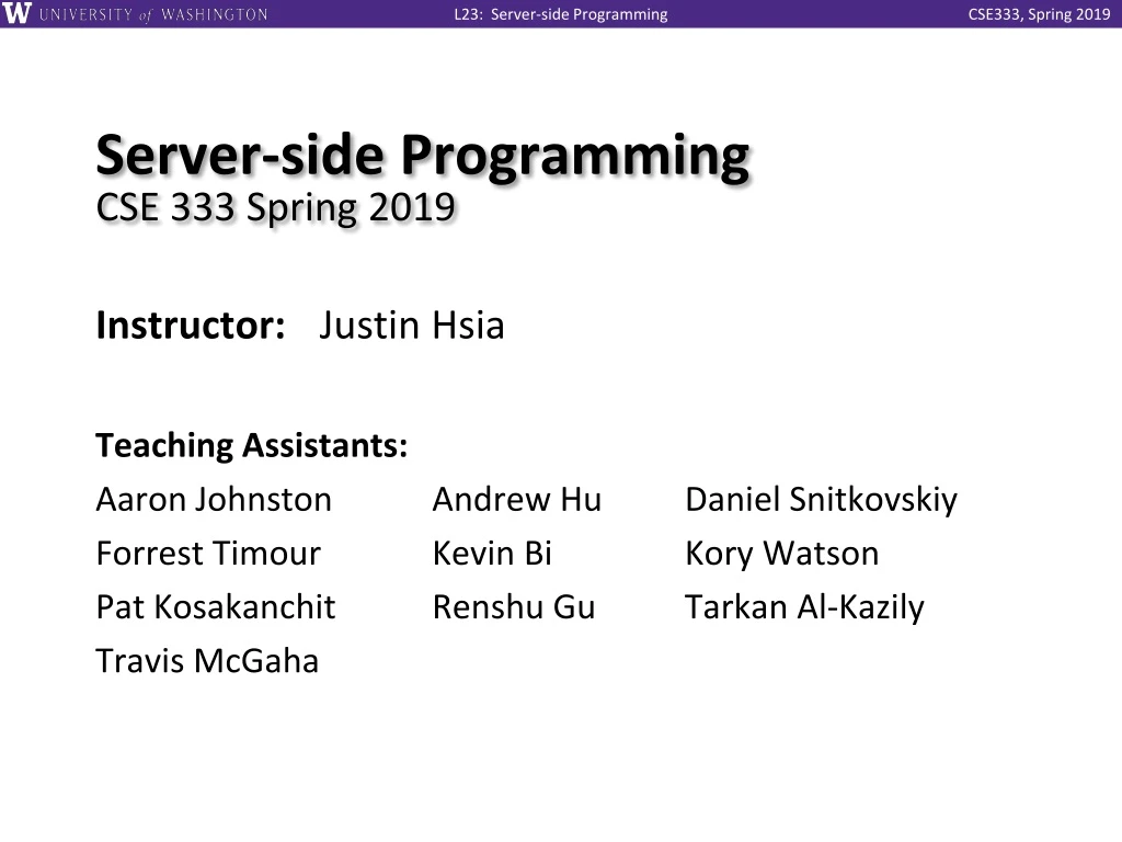 server side programming cse 333 spring 2019