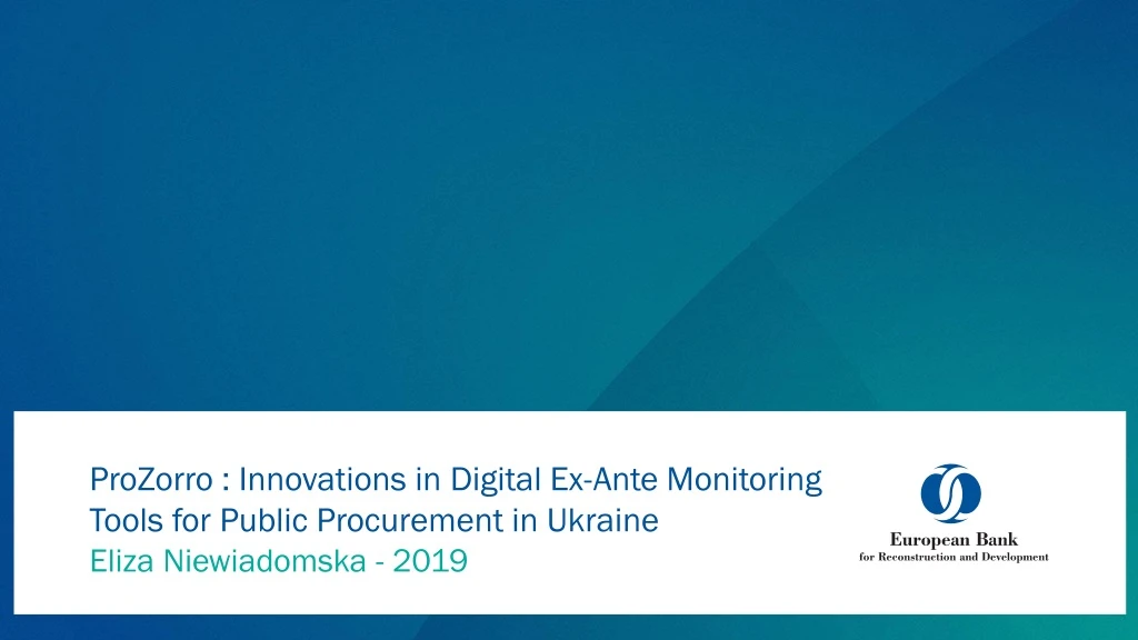 prozorro innovations in digital ex ante monitoring tools for public procurement in ukraine