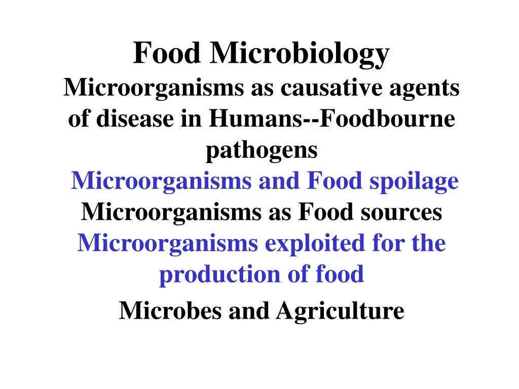 food microbiology microorganisms as causative
