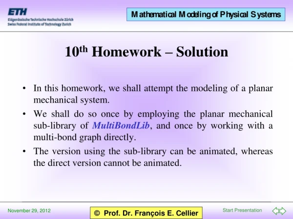 10 th Homework – Solution