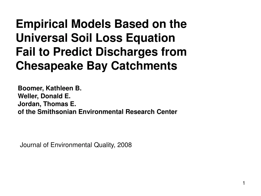 empirical models based on the universal soil loss