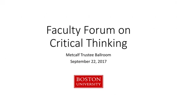 Faculty Forum on Critical Thinking