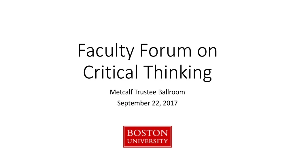 faculty forum on critical thinking