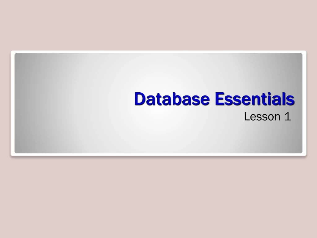 database essentials
