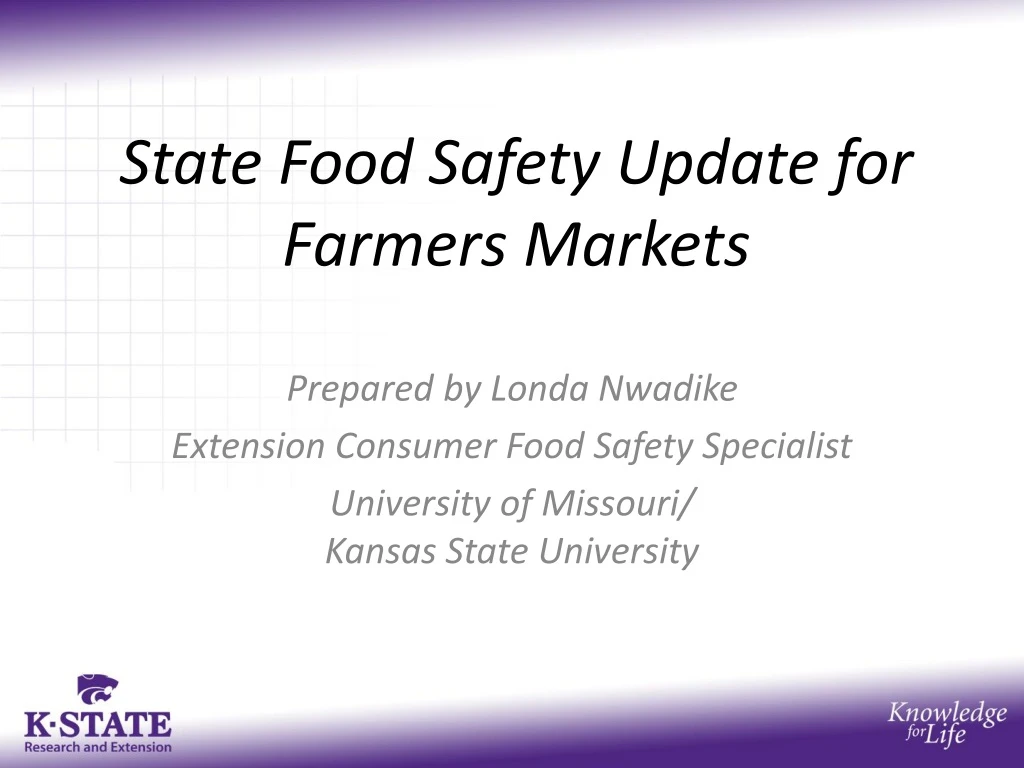 state food safety update for farmers markets