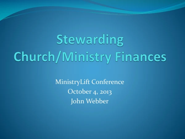 Stewarding Church/Ministry Finances