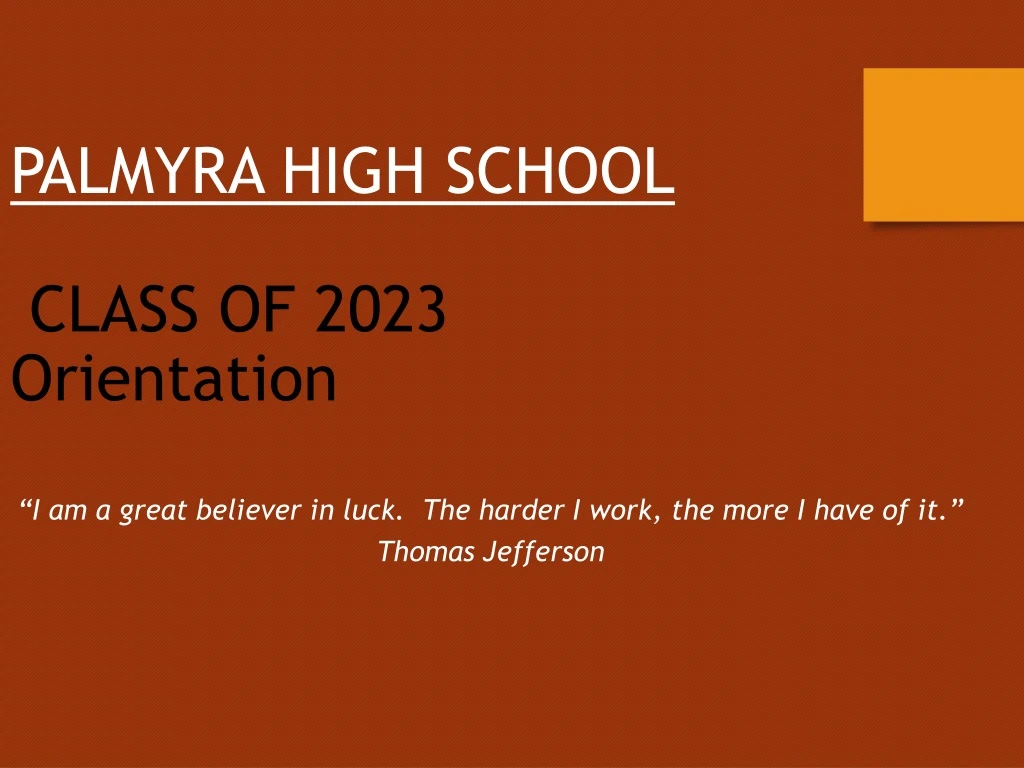 palmyra high school class of 2023 orientation