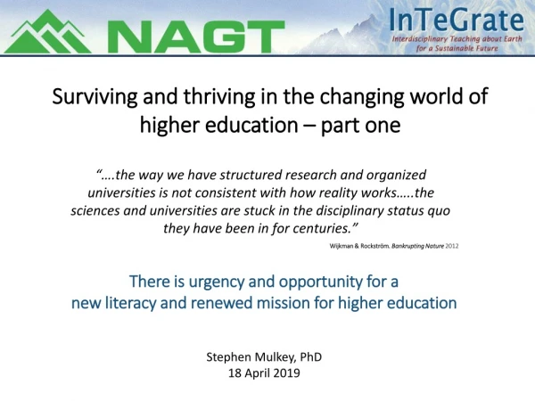 There is urgency and opportunity for a new literacy and renewed mission for higher education