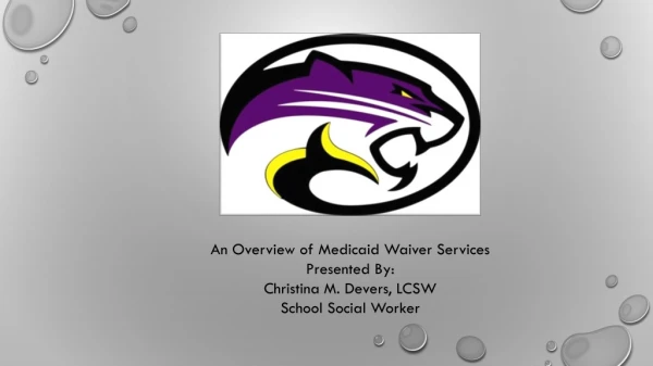 An Overview of Medicaid Waiver Services Presented By: Christina M. Devers, LCSW