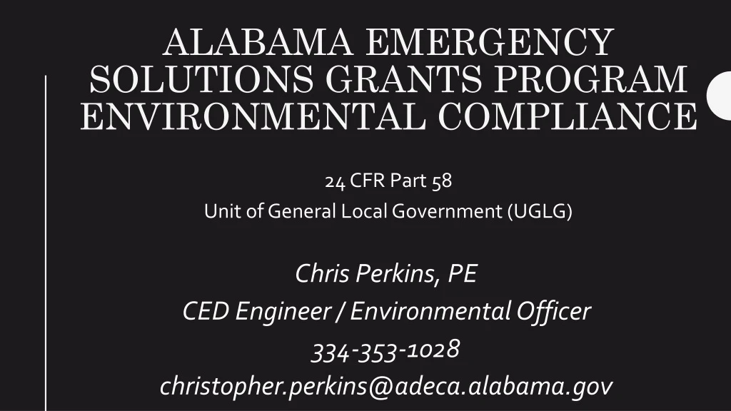 alabama emergency solutions grants program environmental compliance