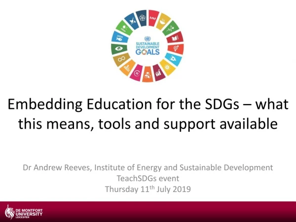 Embedding Education for the SDGs – what this means, tools and support available