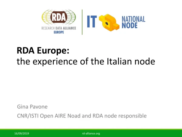 RDA Europe: the experience of the Italian node