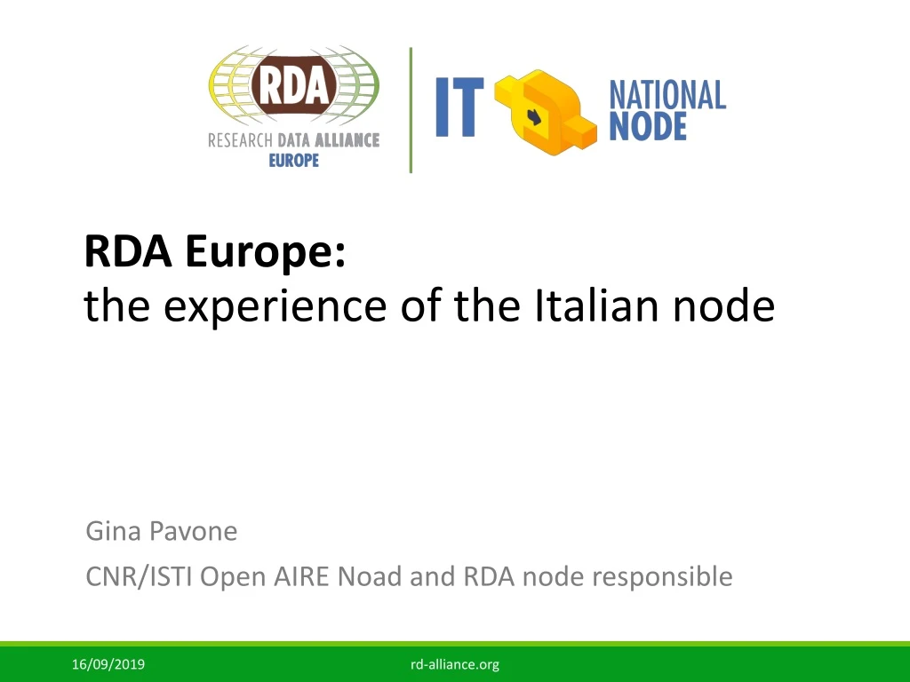 rda europe the experience of the italian node
