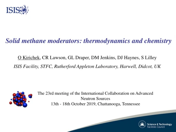 Solid methane moderators: thermodynamics and chemistry