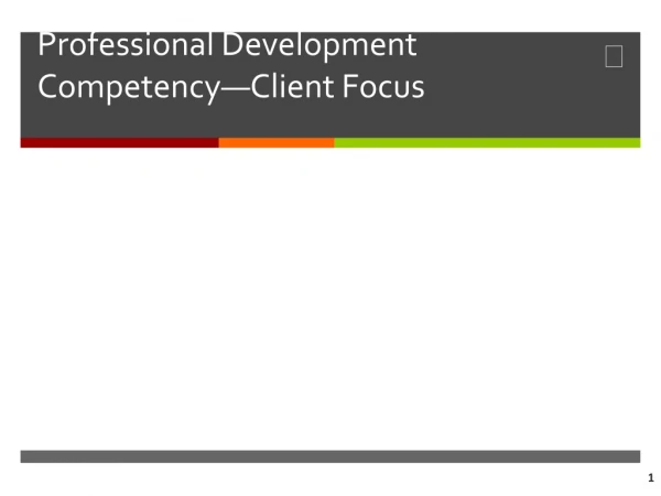 Professional Development Competency—Client Focus