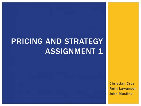 Pricing and Strategy assignment 1