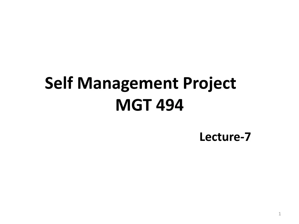 self management project mgt 494