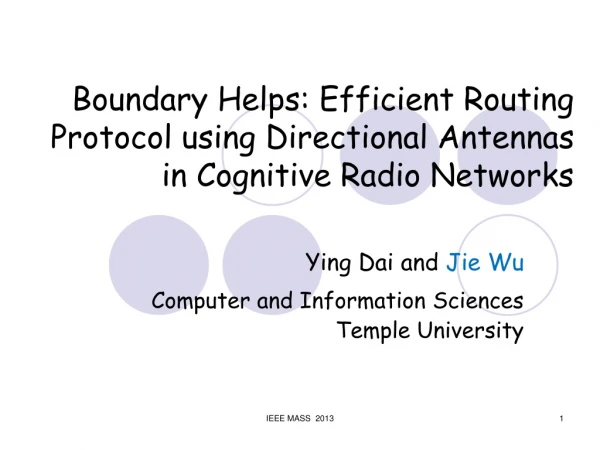Boundary Helps: Efficient Routing Protocol using Directional Antennas in Cognitive Radio Networks