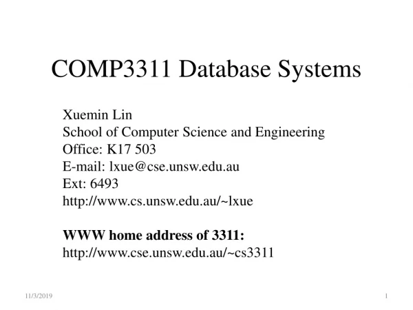 COMP3311 Database Systems