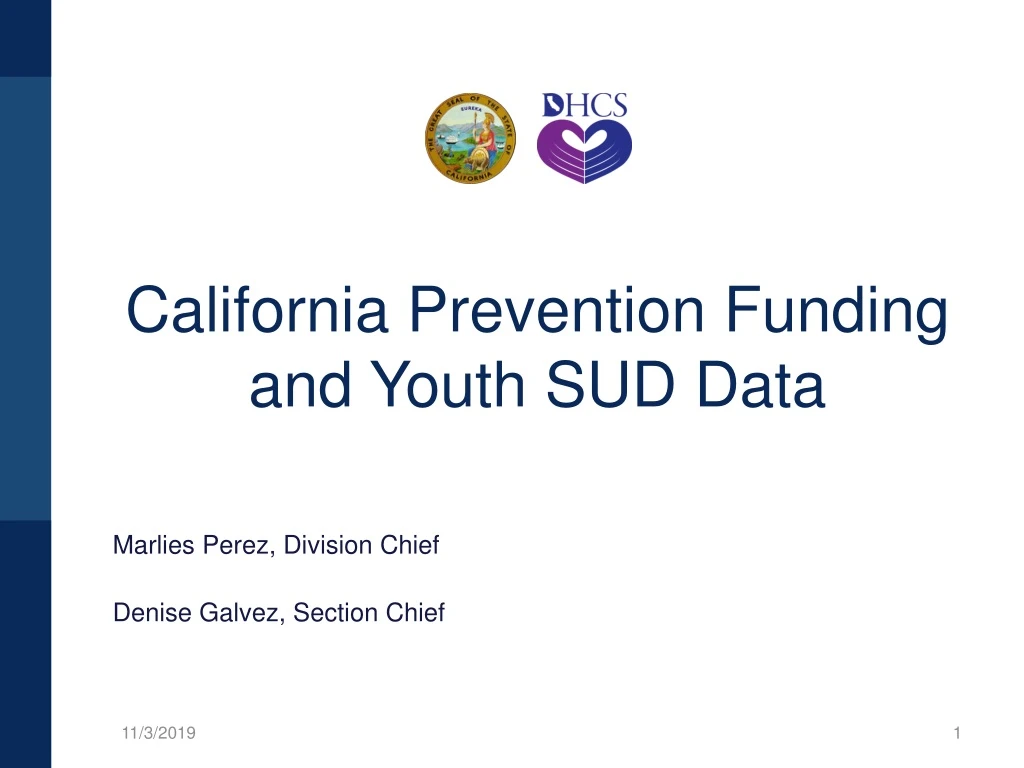 california prevention funding and youth sud data