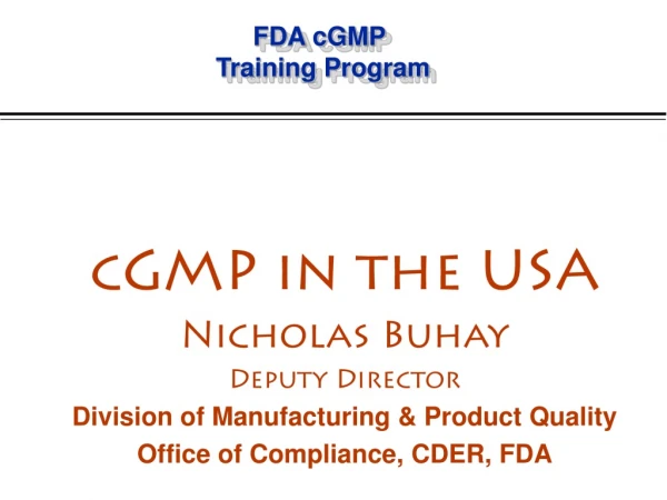FDA cGMP Training Program