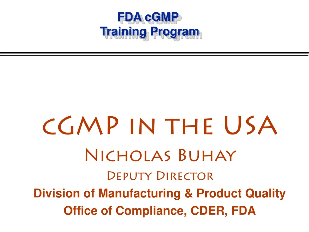 fda cgmp training program