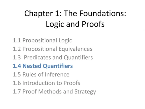 Chapter 1: The Foundations: Logic and Proofs