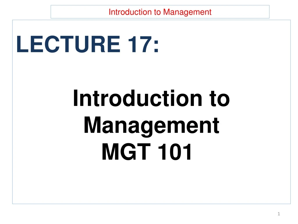 PPT - Introduction To Management PowerPoint Presentation, Free Download ...