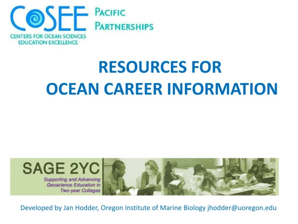 RESOURCES FOR OCEAN CAREER INFORMATION