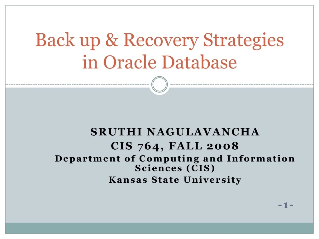 back up recovery strategies in oracle database
