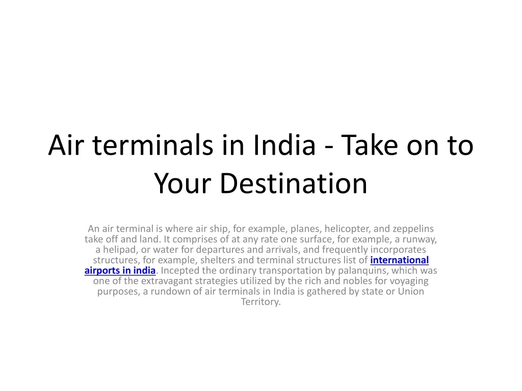air terminals in india take on to your destination