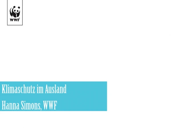 Klimaschutz im Ausland Hanna Simons, WWF