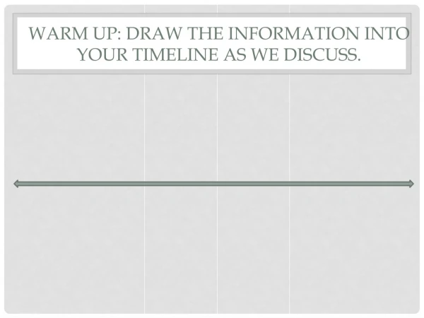 Warm Up: Draw the information into your timeline as we discuss.
