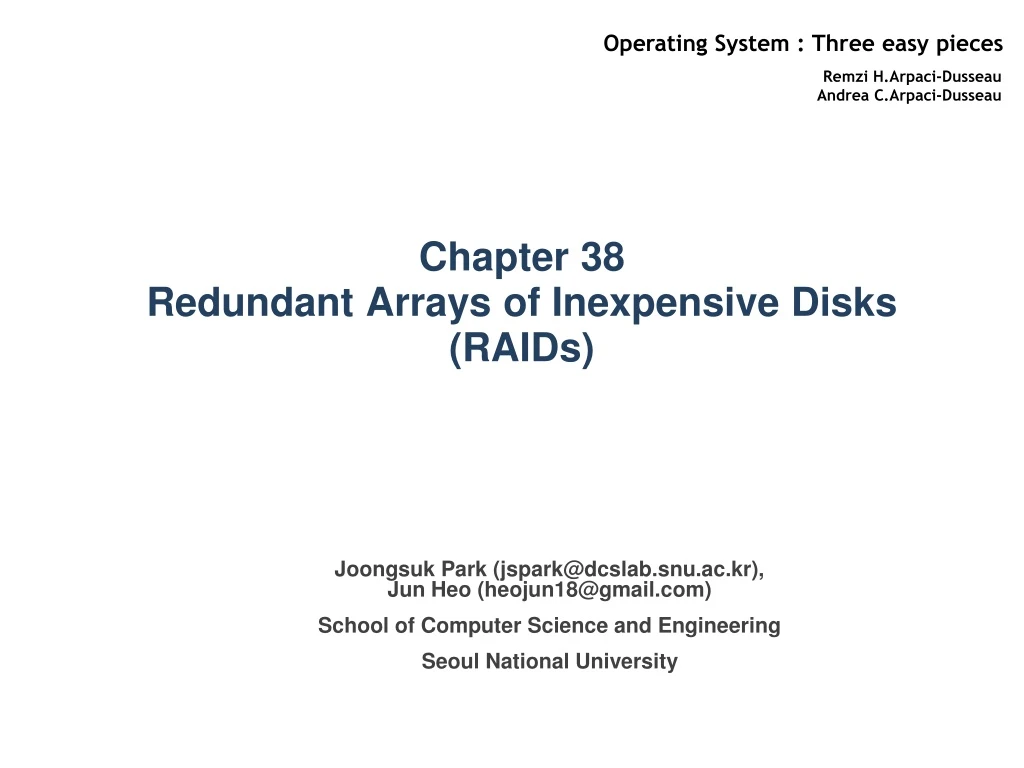 chapter 38 redundant arrays of inexpensive disks raids