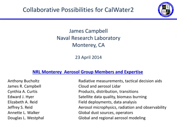 NRL Monterey Aerosol Group Members and Expertise