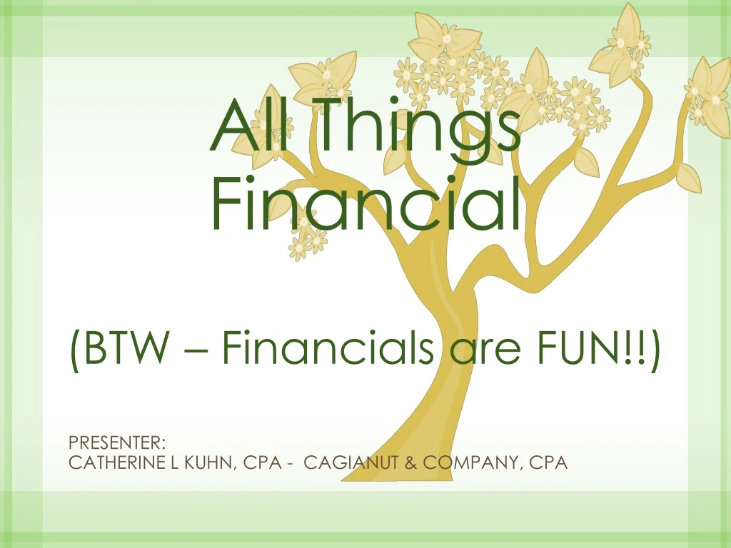 all things financial btw financials are fun