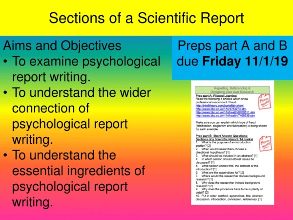 Sections of a Scientific Report