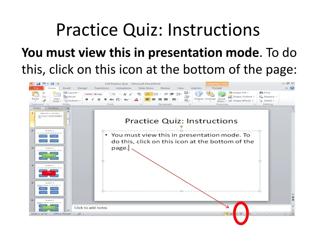 practice quiz instructions