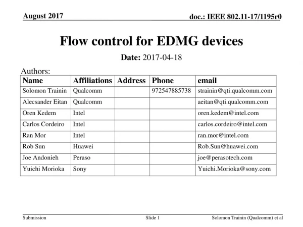 Flow control for EDMG devices