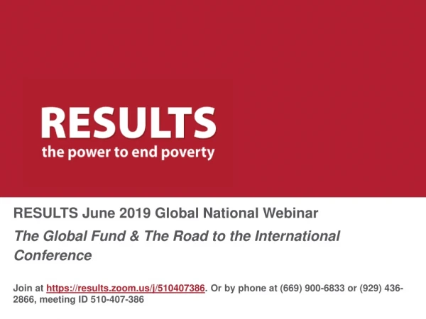 RESULTS June 2019 Global National Webinar