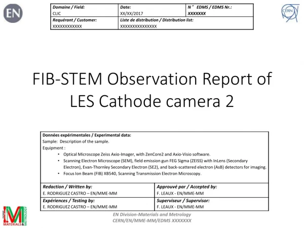 FIB-STEM Observation Report of LES Cathode camera 2