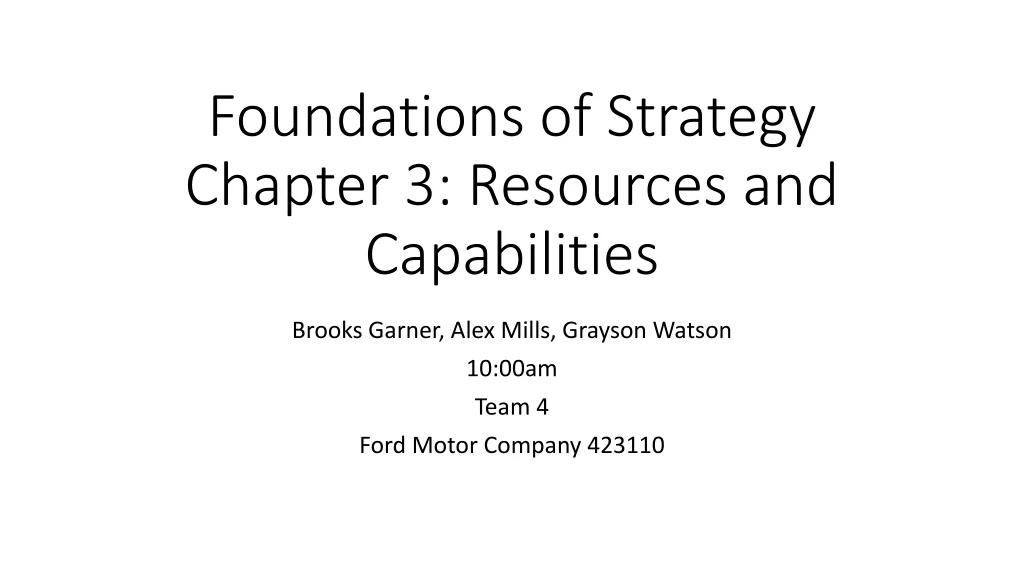 foundations of strategy chapter 3 resources and capabilities