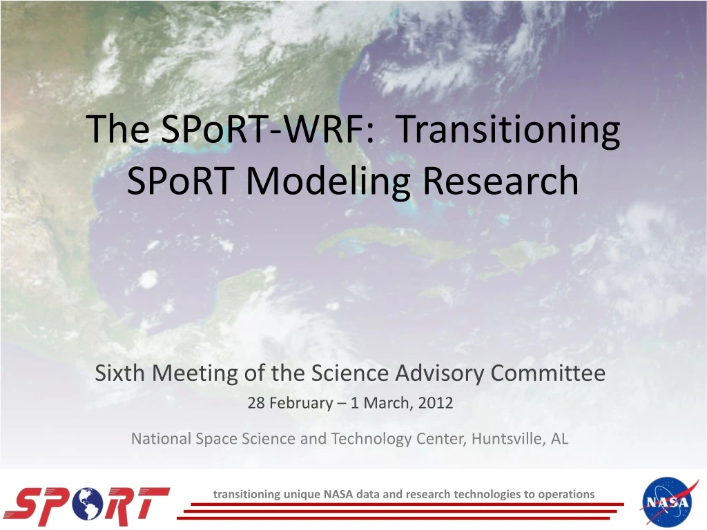 the sport wrf transitioning sport modeling research
