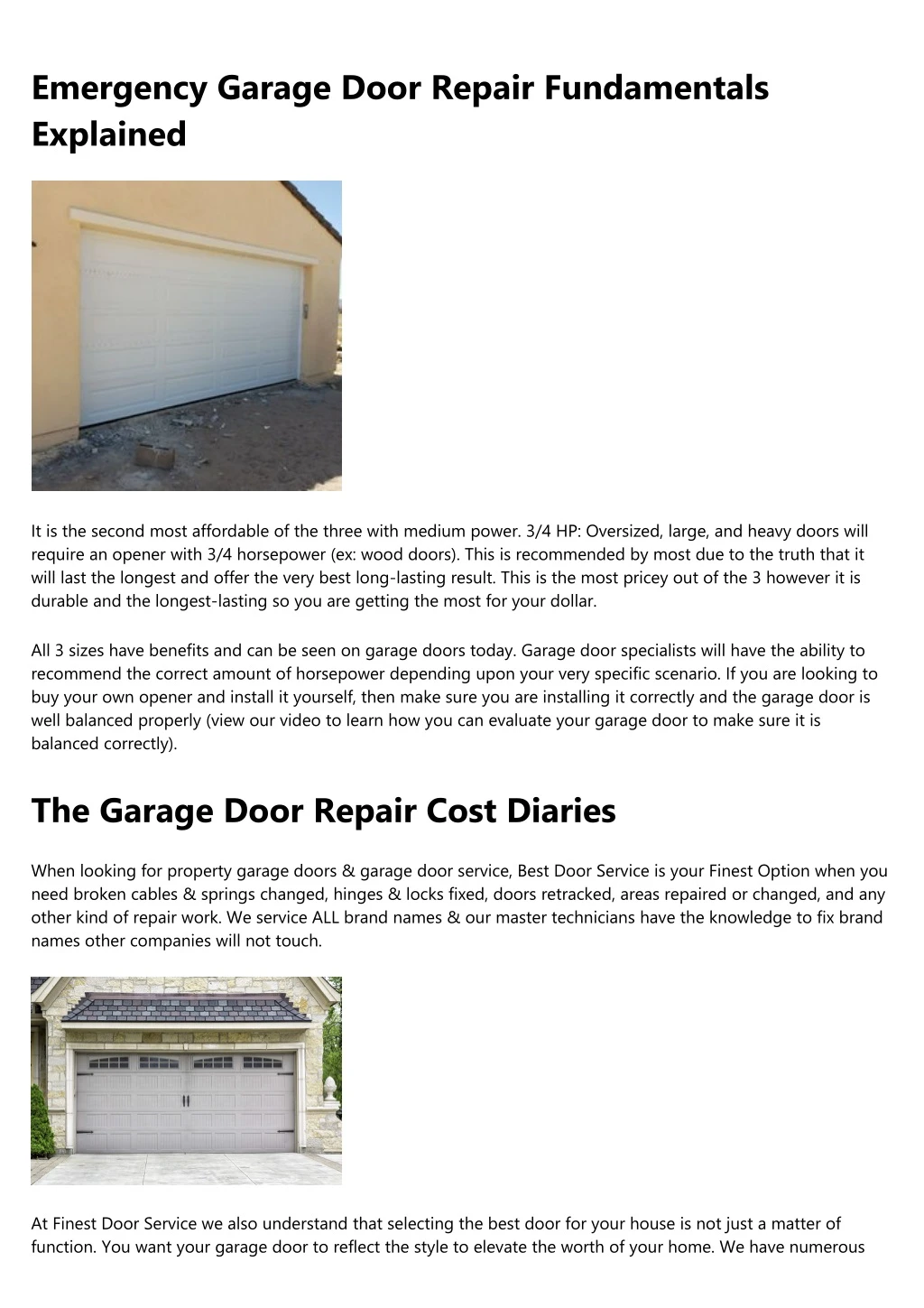 emergency garage door repair fundamentals