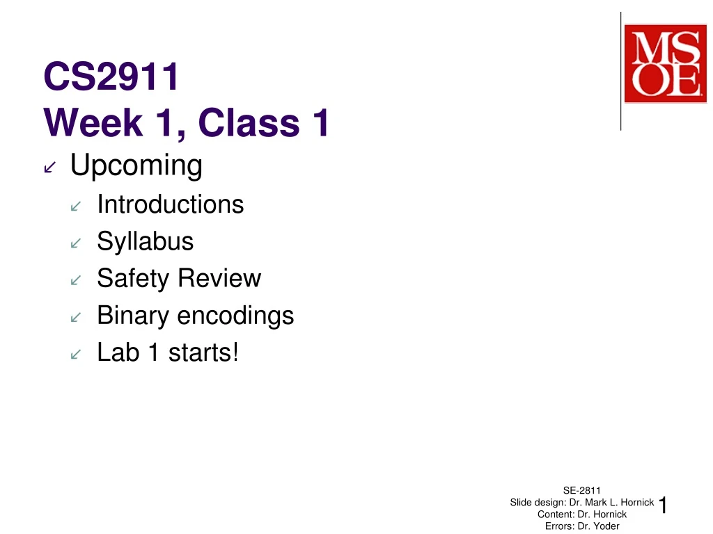 cs2911 week 1 class 1