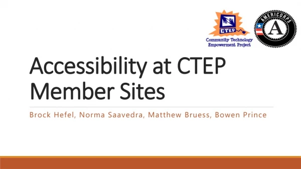 Accessibility at CTEP Member Sites