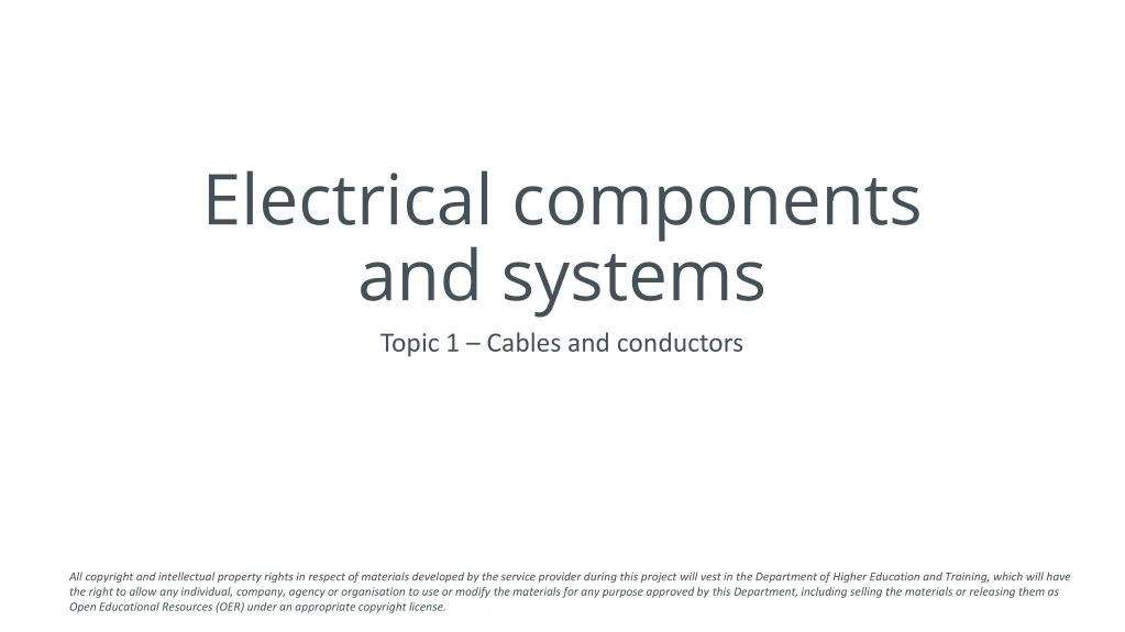 electrical components and systems