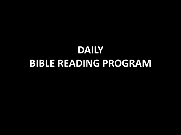 DAILY BIBLE READING PROGRAM