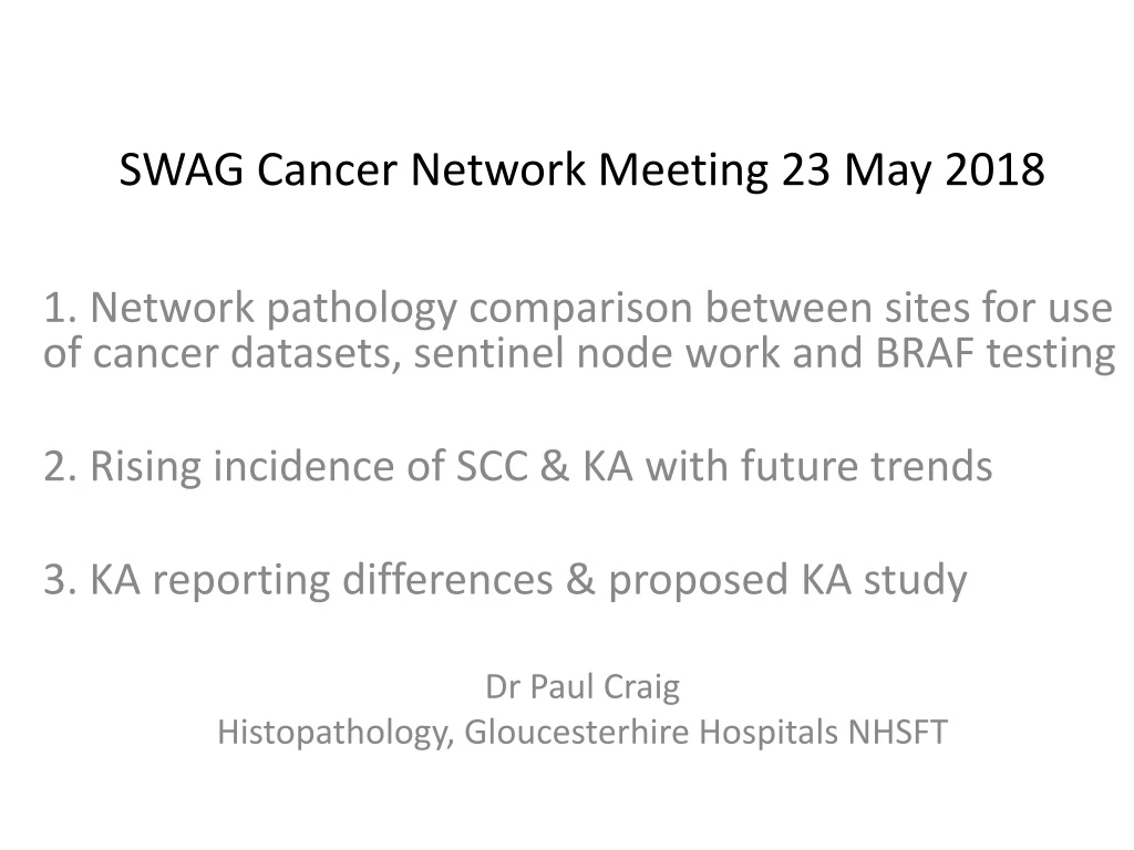 swag cancer network meeting 23 may 2018