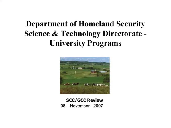 Department of Homeland Security Science Technology Directorate - University Programs